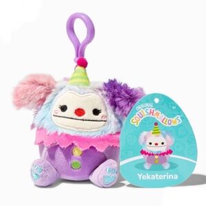 NWT Squishmallows Yekaterina Bigfoot clown clip